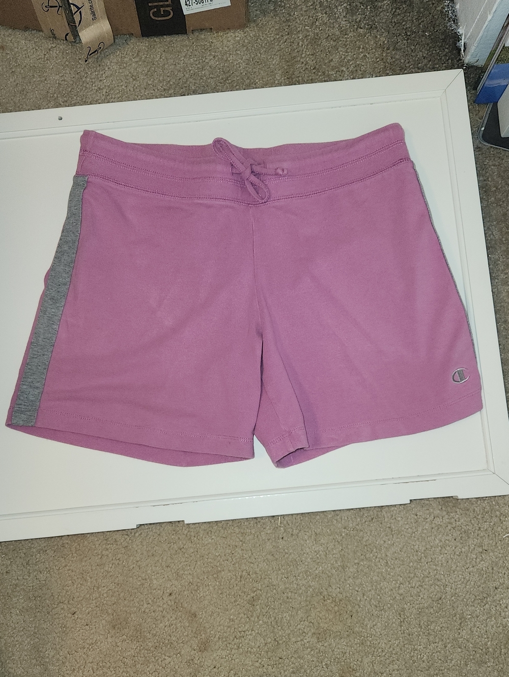 Champion Lavender Drawstring Athletic Shorts with Gray Trim